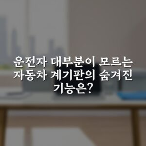 운전자 대부분이 모르는 자동차 계기판의 숨겨진 기능은?