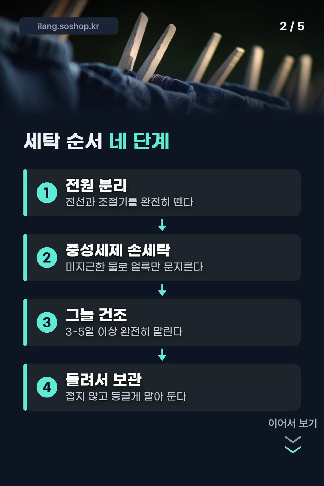 세탁 순서 네 단계